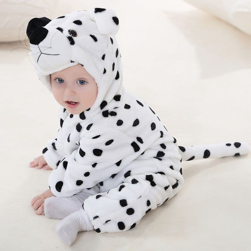 image-MICHLEY Baby Flannel Hooded Jumpsuit Long Sleeve Romper Costume