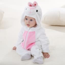 image-MICHLEY Baby Flannel Hooded Jumpsuit Long Sleeve Romper Costume