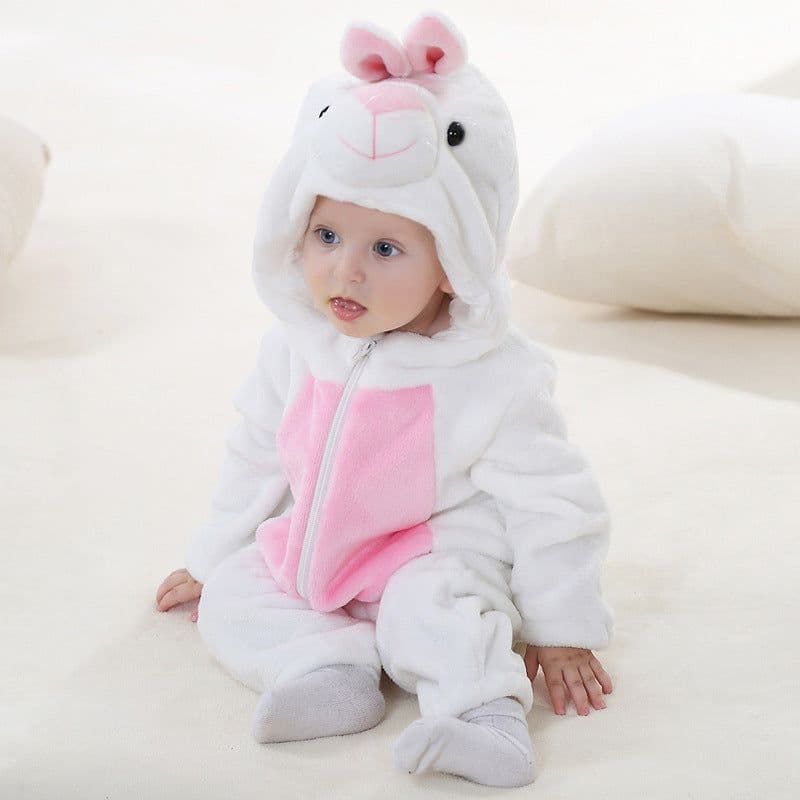image-MICHLEY Baby Flannel Hooded Jumpsuit Long Sleeve Romper Costume