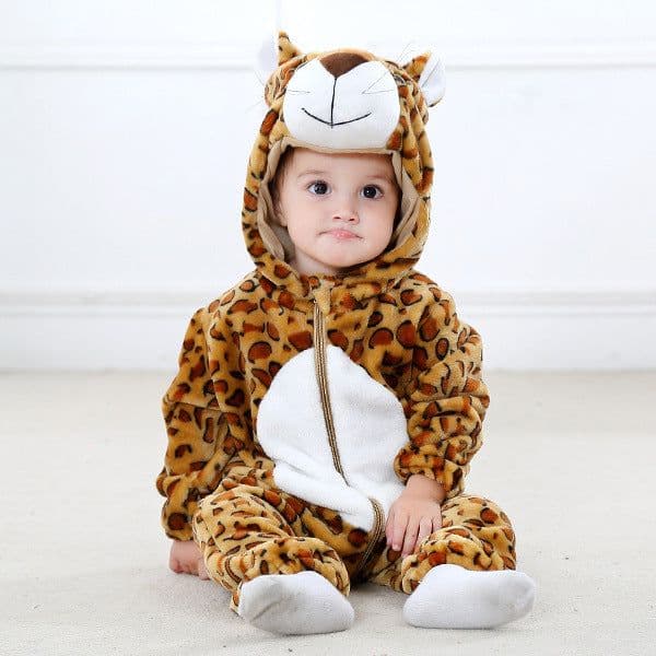 image-MICHLEY Baby Flannel Hooded Jumpsuit Long Sleeve Romper Costume