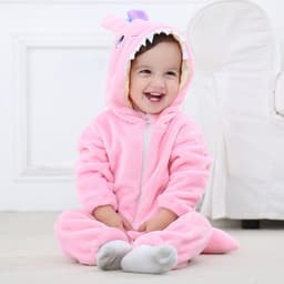 image-MICHLEY Baby Flannel Hooded Jumpsuit Long Sleeve Romper Costume