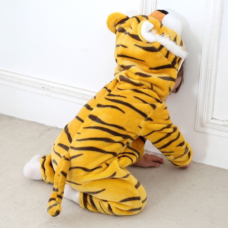 image-MICHLEY Baby Flannel Hooded Jumpsuit Long Sleeve Romper Costume