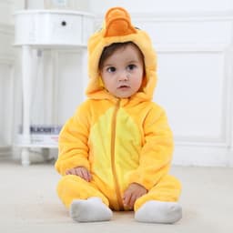 image-MICHLEY Baby Flannel Hooded Jumpsuit Long Sleeve Romper Costume