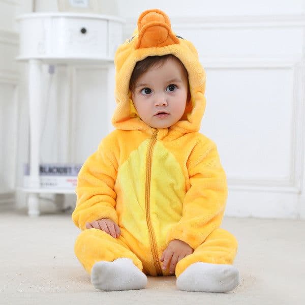 image-MICHLEY Baby Flannel Hooded Jumpsuit Long Sleeve Romper Costume