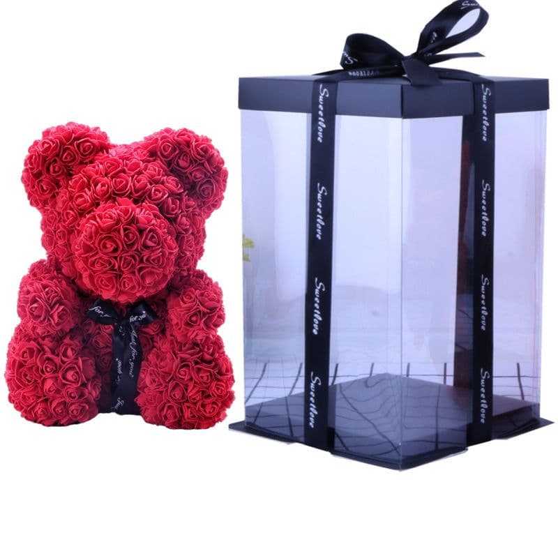 image-Rose Flower Bear Gift 25cm-40cm PE Foam Bear