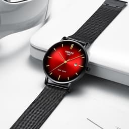 image-Nibosi Men's Quartz Watch 2362 Mesh Band Waterproof Calendar