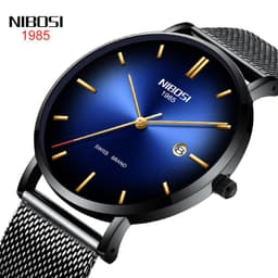 image-Nibosi Men's Quartz Watch 2362 Mesh Band Waterproof Calendar