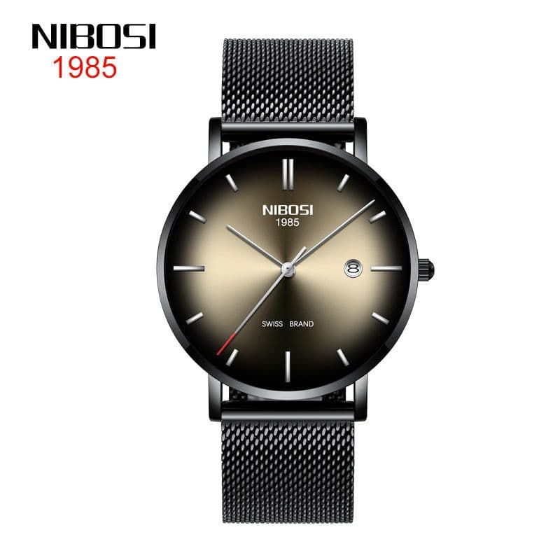 image-Nibosi Men's Quartz Watch 2362 Mesh Band Waterproof Calendar