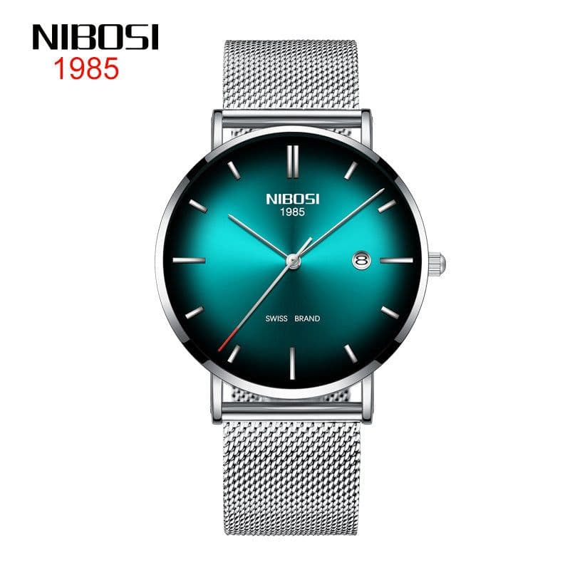 image-Nibosi Men's Quartz Watch 2362 Mesh Band Waterproof Calendar