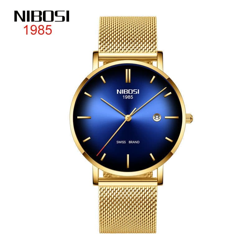 image-Nibosi Men's Quartz Watch 2362 Mesh Band Waterproof Calendar