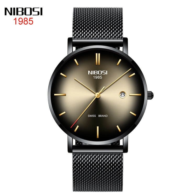 image-Nibosi Men's Quartz Watch 2362 Mesh Band Waterproof Calendar