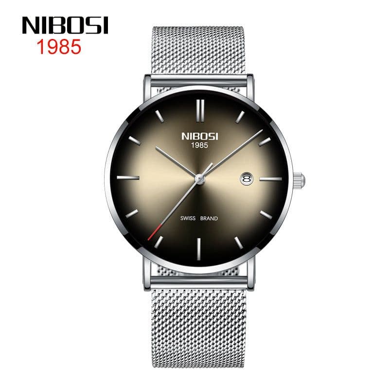 image-Nibosi Men's Quartz Watch 2362 Mesh Band Waterproof Calendar