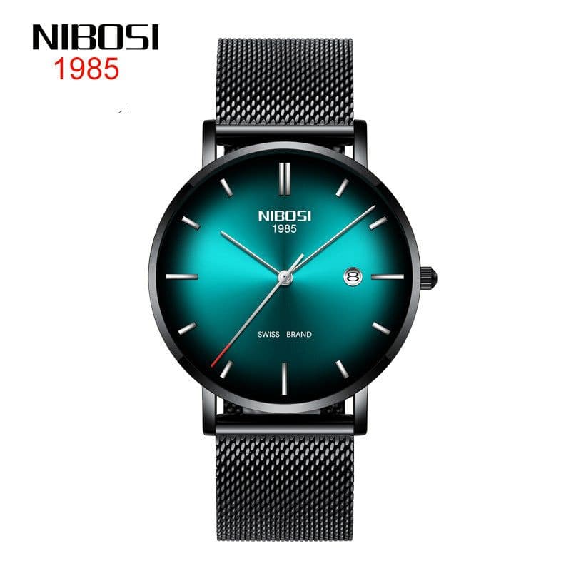 image-Nibosi Men's Quartz Watch 2362 Mesh Band Waterproof Calendar