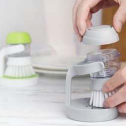 image-Kitchen Pot Dish Scrub Brush Refillable Cleaning Brush Grey