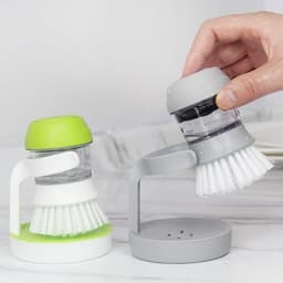 image-Kitchen Pot Dish Scrub Brush Refillable Cleaning Brush Grey