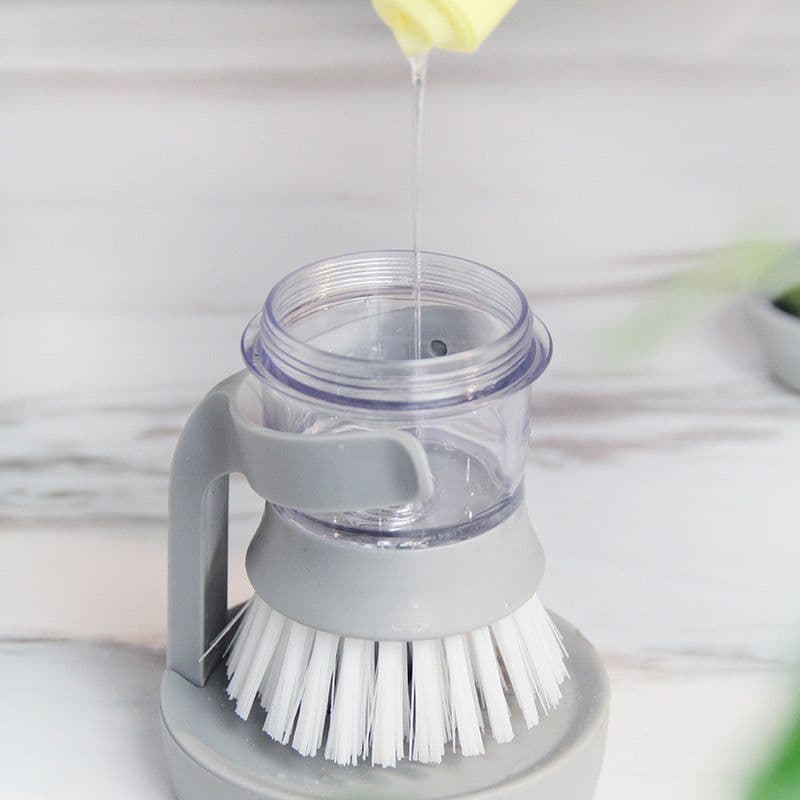 image-Kitchen Pot Dish Scrub Brush Refillable Cleaning Brush Grey