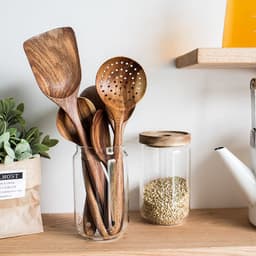 image-Jinmu Wooden Cooking Spatula Long Handle Teak Non-Stick Pan Spoon