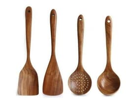 image-Jinmu Wooden Cooking Spatula Long Handle Teak Non-Stick Pan Spoon