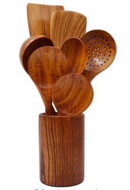 image-Jinmu Wooden Cooking Spatula Long Handle Teak Non-Stick Pan Spoon