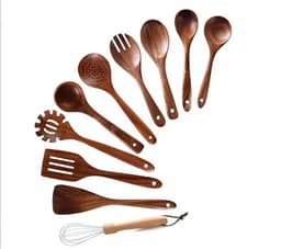 image-Jinmu Wooden Cooking Spatula Long Handle Teak Non-Stick Pan Spoon