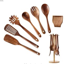 image-Jinmu Wooden Cooking Spatula Long Handle Teak Non-Stick Pan Spoon