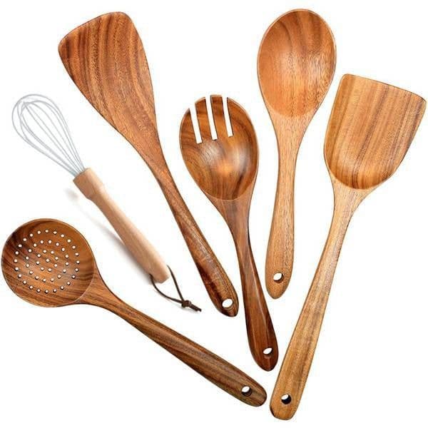 image-Jinmu Wooden Cooking Spatula Long Handle Teak Non-Stick Pan Spoon