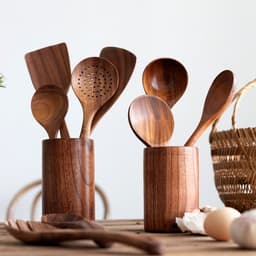 image-Jinmu Wooden Cooking Spatula Long Handle Teak Non-Stick Pan Spoon