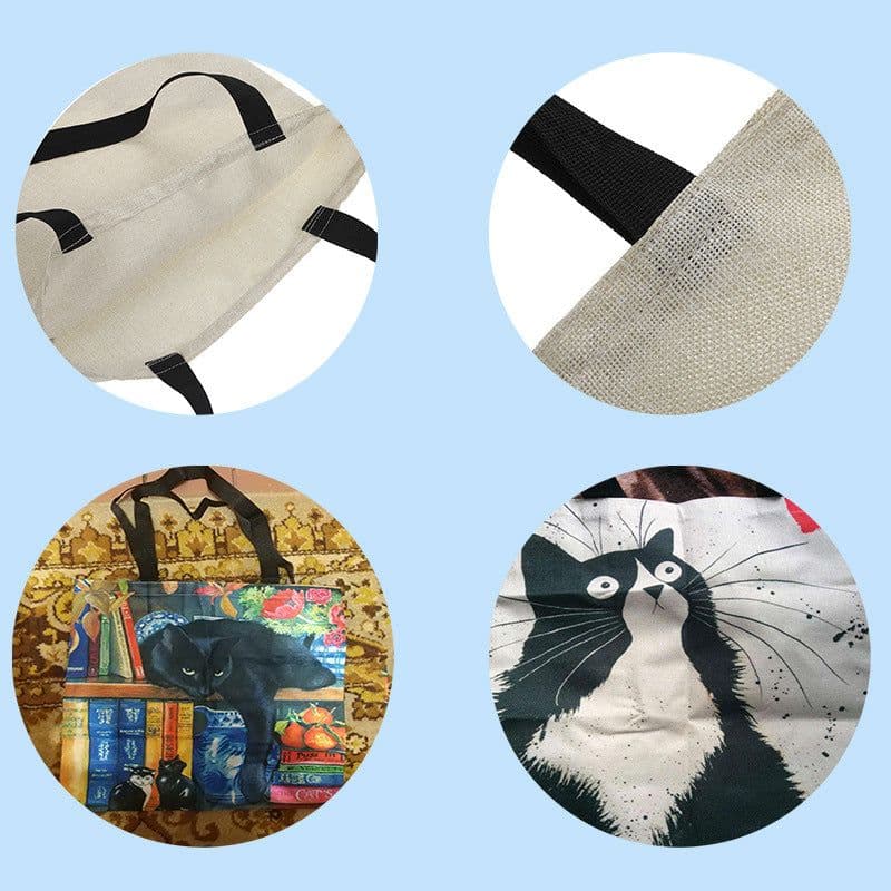 image-Cotton Linen Shopping Tote Bag Animal Print 40x40cm