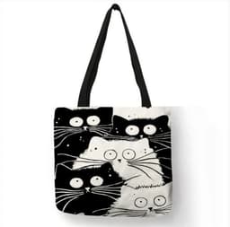 image-Cotton Linen Shopping Tote Bag Animal Print 40x40cm