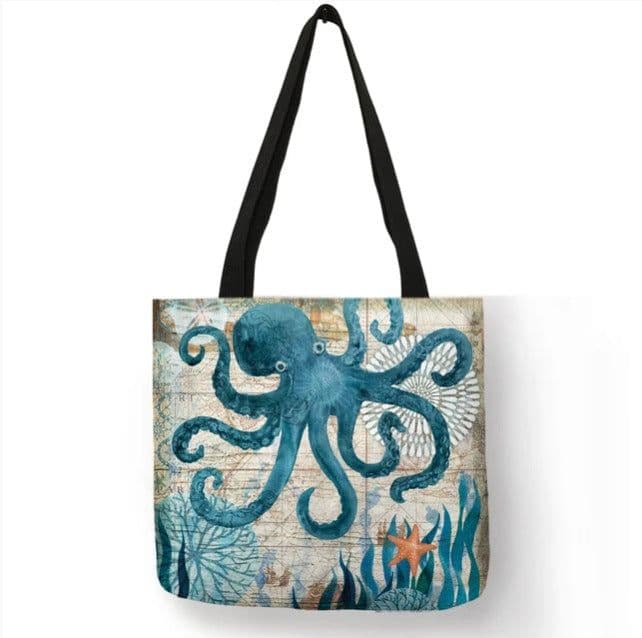 image-Cotton Linen Shopping Tote Bag Animal Print 40x40cm