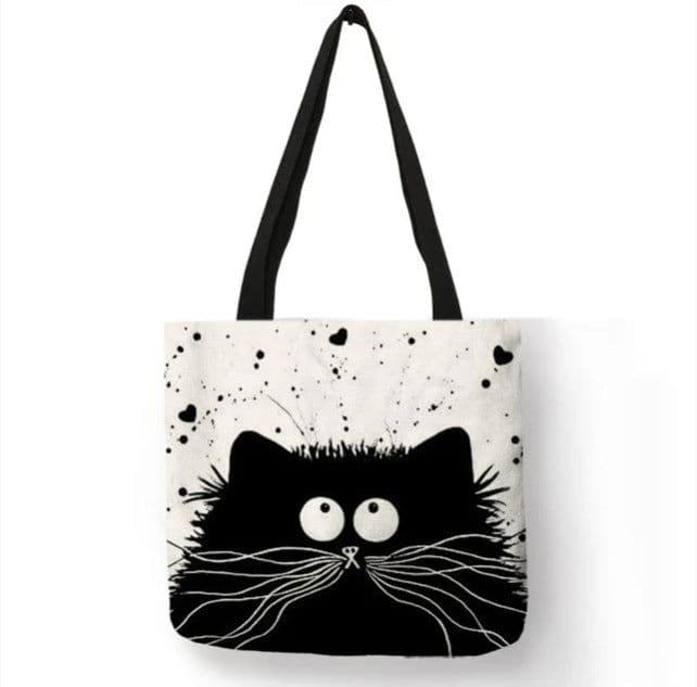 image-Cotton Linen Shopping Tote Bag Animal Print 40x40cm