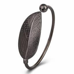 image-Leaf Bracelet Open Cuff Copper Branch Design Silver