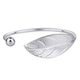 image-Leaf Bracelet Open Cuff Copper Branch Design Silver
