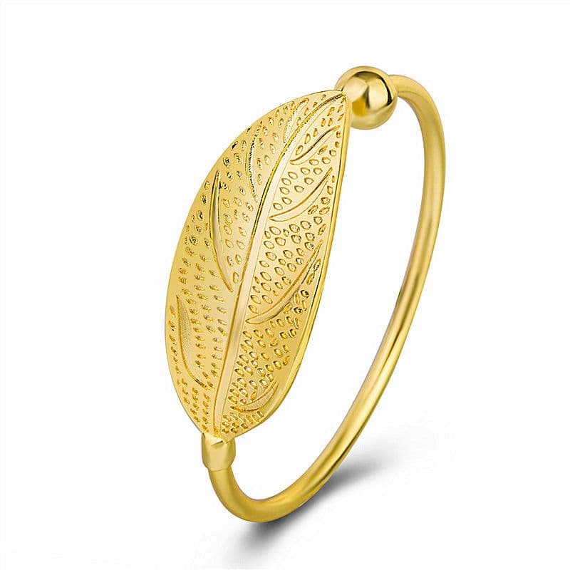 image-Leaf Bracelet Open Cuff Copper Branch Design Silver