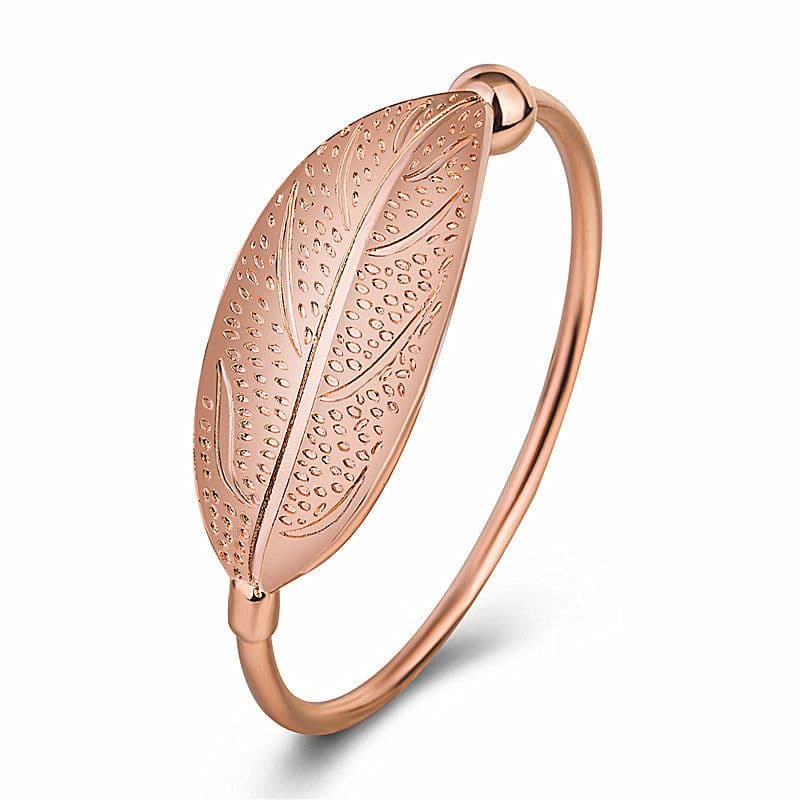 image-Leaf Bracelet Open Cuff Copper Branch Design Silver