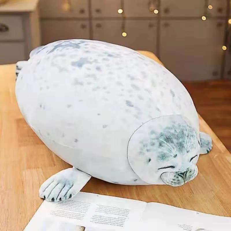 image-Gray Plush Seal Doll 60cm Soft Stuffed Animal Toy