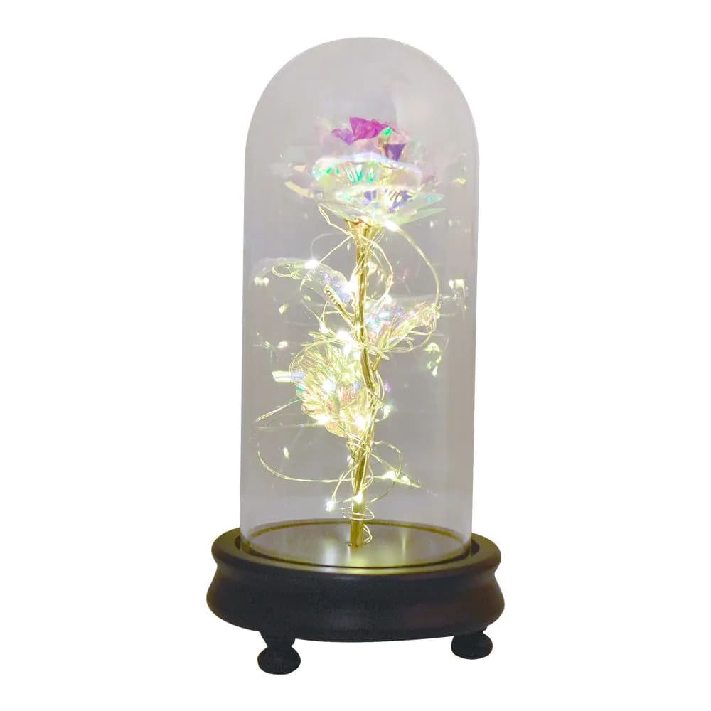 image-24k Gold Foil Rose with Glass Cover Valentine's Gift Decoration