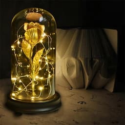 image-24k Gold Foil Rose with Glass Cover Valentine's Gift Decoration