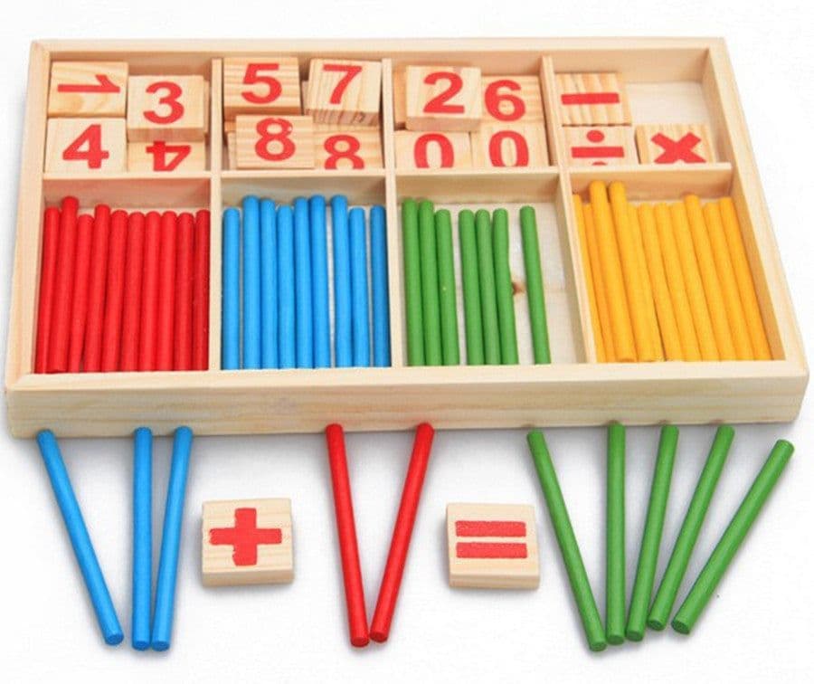 image-Wooden Counting Sticks Montessori Math Teaching Toy