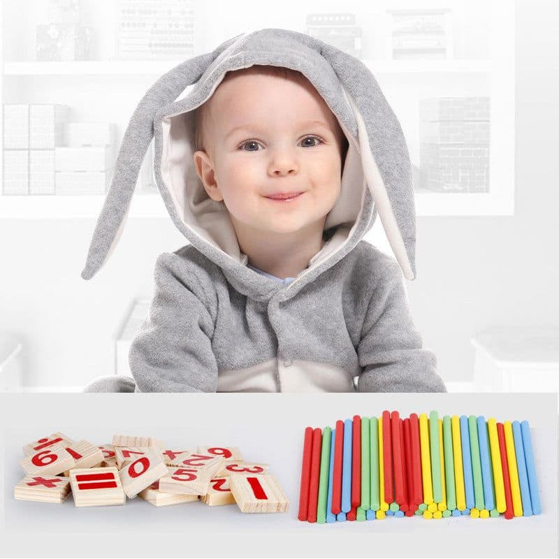 image-Wooden Counting Sticks Montessori Math Teaching Toy