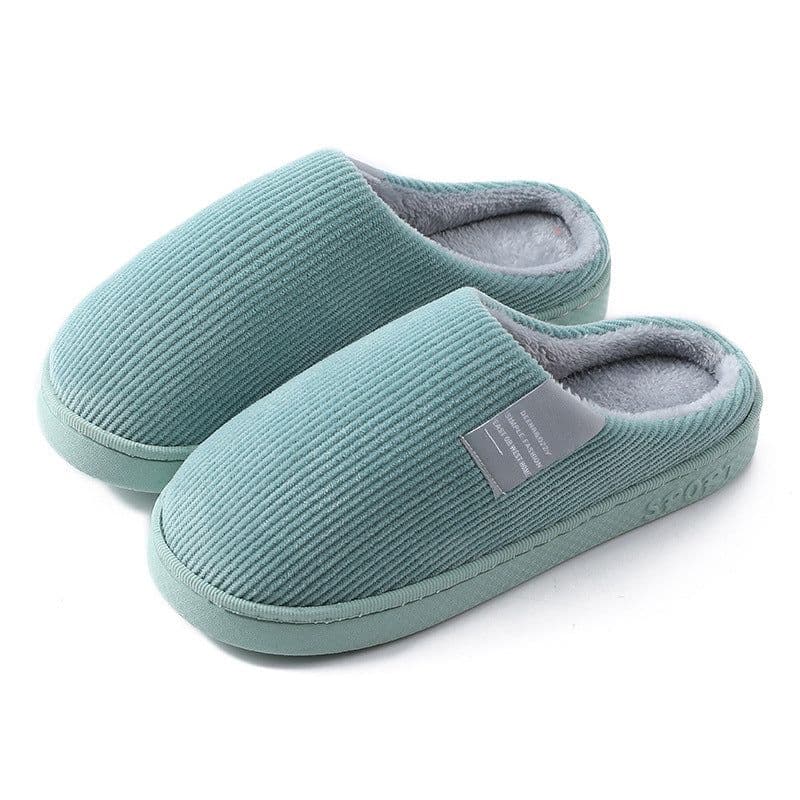image-Qianliang Cotton Slippers Unisex Indoor Plush Non-Slip Home Shoes