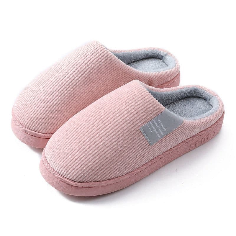 image-Qianliang Cotton Slippers Unisex Indoor Plush Non-Slip Home Shoes