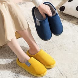 image-Qianliang Cotton Slippers Unisex Indoor Plush Non-Slip Home Shoes
