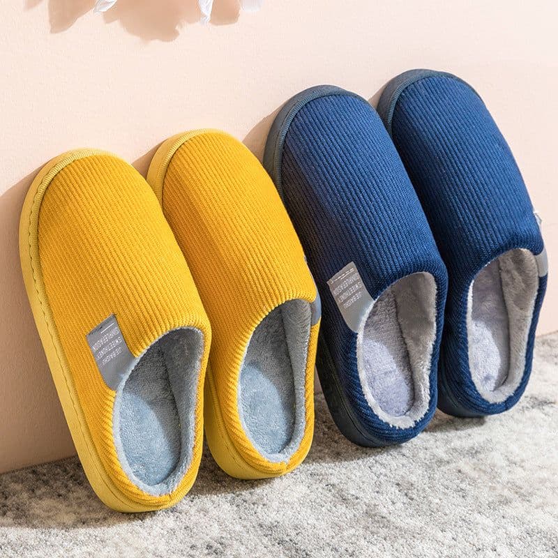 image-Qianliang Cotton Slippers Unisex Indoor Plush Non-Slip Home Shoes