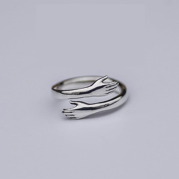 image-925 Silver Adjustable Hug Ring Korean Style Open Ring