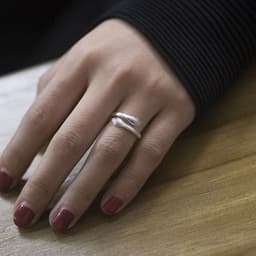 image-925 Silver Adjustable Hug Ring Korean Style Open Ring
