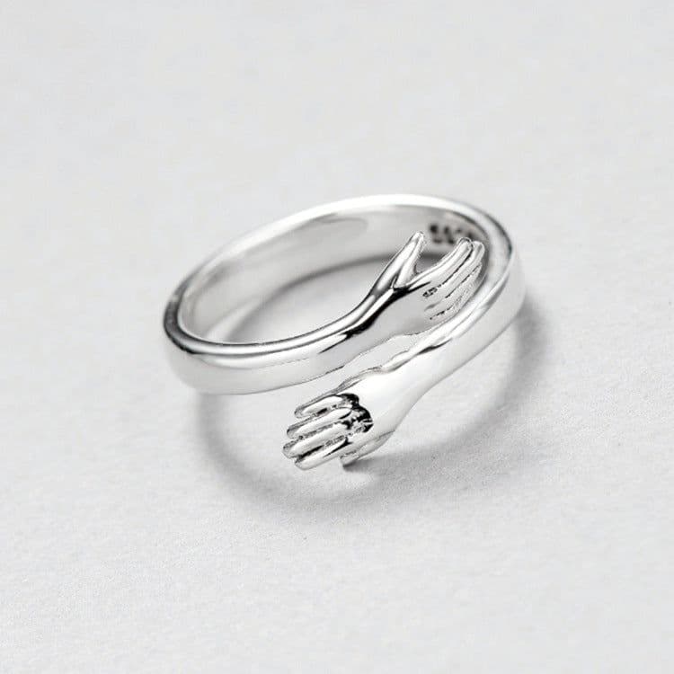 image-925 Silver Adjustable Hug Ring Korean Style Open Ring