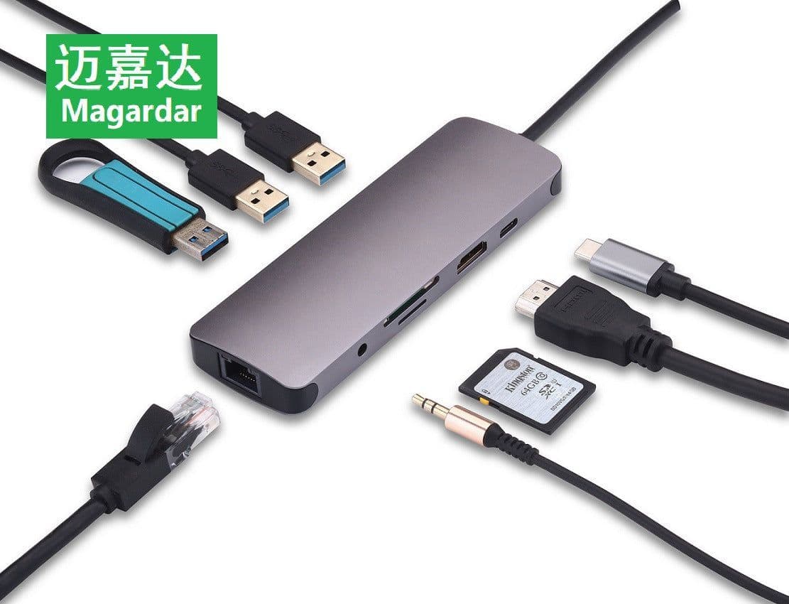 image-9-in-1 USB-C Hub Docking Station HDMI RJ45 SD/TF TC91N