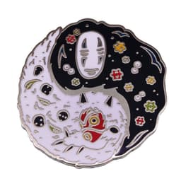image-Princess Mononoke Yin Yang Brooch Ghibli Anime 30mm Gold Copper