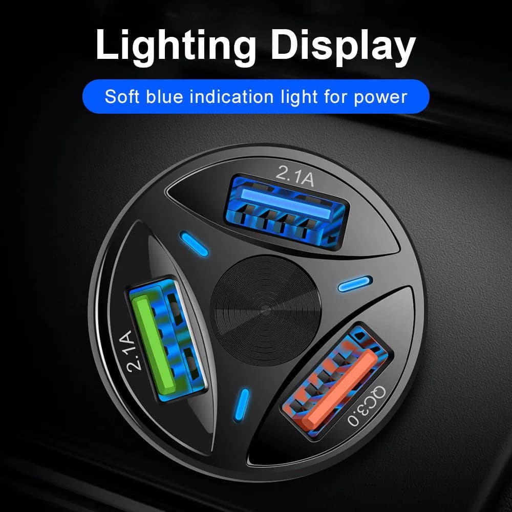 image-QC3.0 Car Charger 3-Port USB Dual-Channel 7A Fast Charging